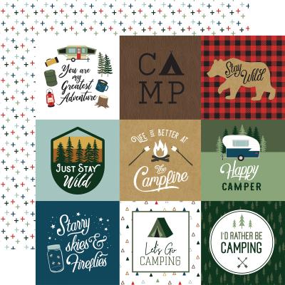 Echo Park Let's Go Camping Designpapier - 4 x 4 Journaling Cards